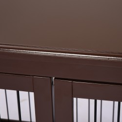 Koiran sisähäkki sivupöytä, 2 sisäänkäyntiä, lukittava, MDF ja metalli, 58,5 x 81 x 66 cm, musta / ruskea