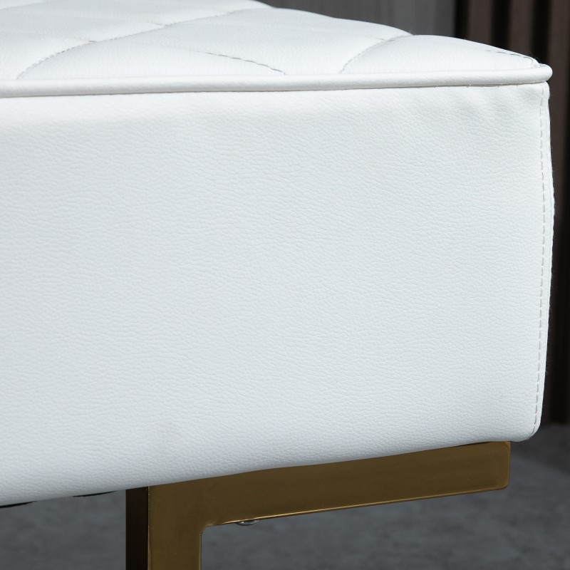 Sängynpäätypenkki / olohuoneen penkki keinonahka valkoinen-kulta metalli 120 x 43 x 42 cm
