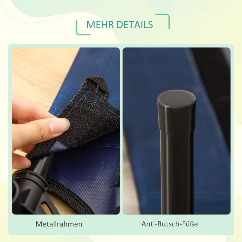 Korotettu lemmikin sänky koiralle ja kissalle teräsrunko 600D Oxford 76 x 61 x 18 cm sininen