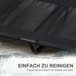 Koiran ulkosänky metallirungolla, Oxford-kangas ja verkko, 92 x 76 x 18 cm, musta