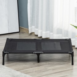 Koiran ulkosänky metallirungolla, Oxford-kangas ja verkko, 92 x 76 x 18 cm, musta