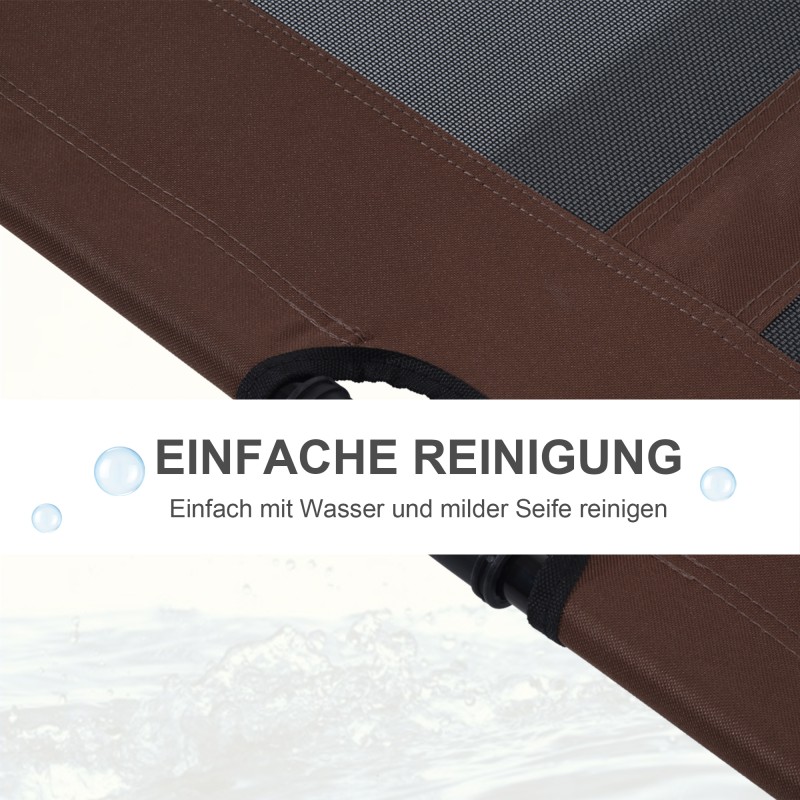 Koiransänky ulkokäyttöön suurille koirille, korotettu metallirunko ja hengittävä verkko, 92 x 76 x 18 cm, kahvinruskea