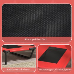 Koiransänky suurille koirille, korotettu ja säänkestävä, metalli/verkko/Oxford, 92x76x18 cm, punainen