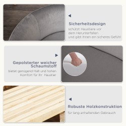 Lemmikkisohva koirille ja kissoille hollantilainen sametti koivu 86 x 55 x 33 cm vaaleanharmaa