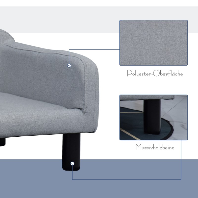 Lemmikkisohva koiralle ja kissalle samettia 82 x 54 x 36 cm vaaleanharmaa