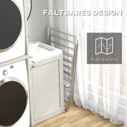 Pyykinkuivausteline sisä- ja ulkokäyttöön, ruostumatonta terästä, 148 cm, kokoontaitettava, hopea/valkoinen