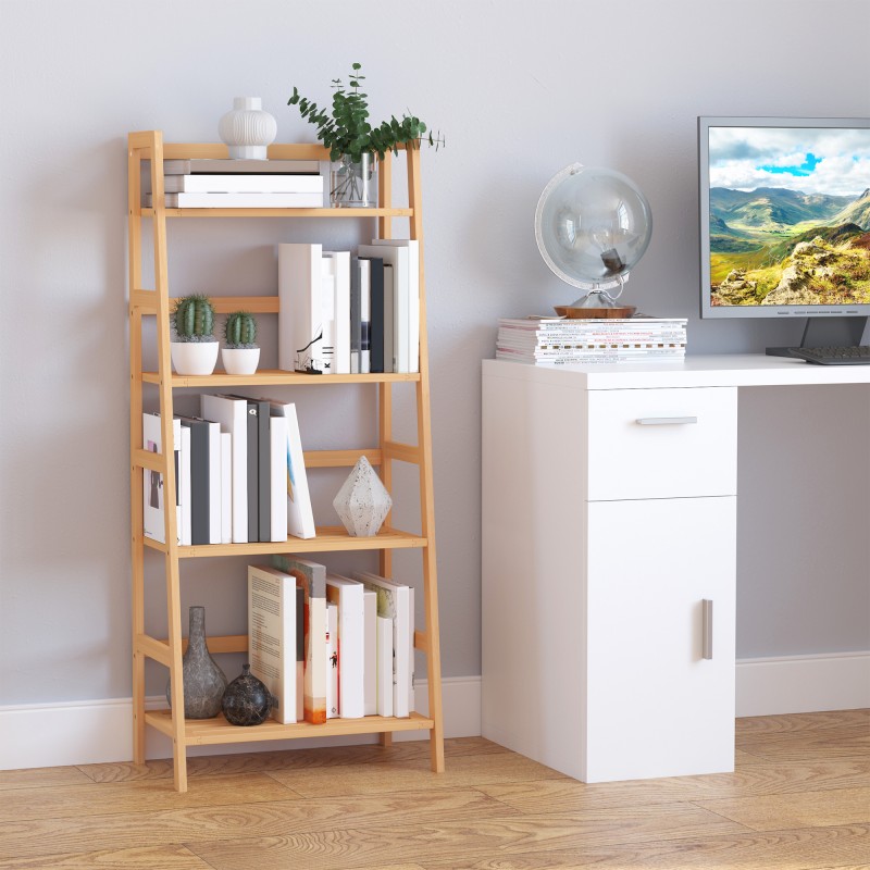 Kirjahylly 4-tasoinen bambu 48 x 31,5 x 120 cm luonnonväri