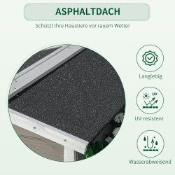 Ulkokäyttöön kissamökki kuusipuuta 115 x 66,5 x 74,7 cm harmaa-valkoinen, vesitiivis bitumikatto