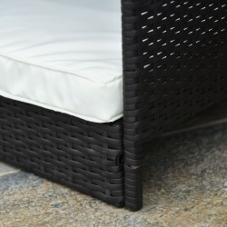 Koiran lepotaso katoksella ulkokäyttöön, rottinki ja teräs, pieni/keskikokoinen koira, 69 x 98 x 70 cm, kahvinruskea