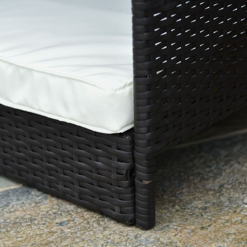 Koiran lepotaso katoksella ulkokäyttöön, rottinki ja teräs, pieni/keskikokoinen koira, 69 x 98 x 70 cm, kahvinruskea