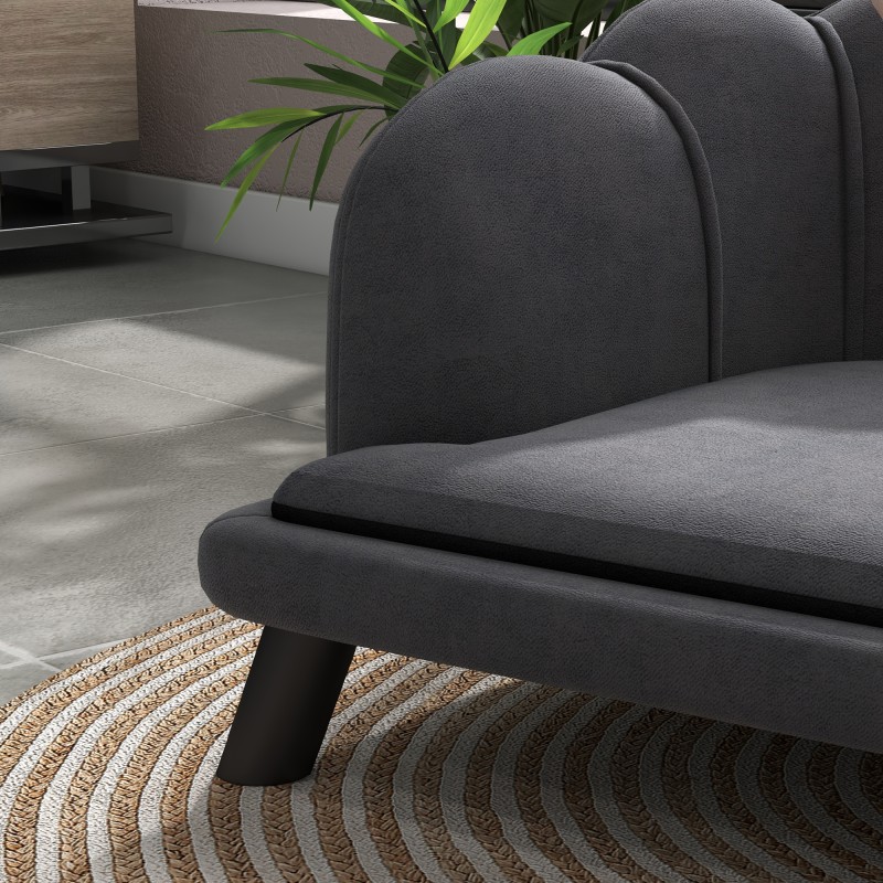 Lemmikkisohva koiralle ja kissalle, puujalat, irrotettava pestävä päällinen, 98,5x60,5x35,5 cm, tummanharmaa