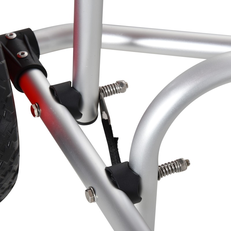 Kajakki- ja kanootinkuljetusvaunu alumiinia, taittuva, 75 kg, renkaat Ø24 cm, hopea