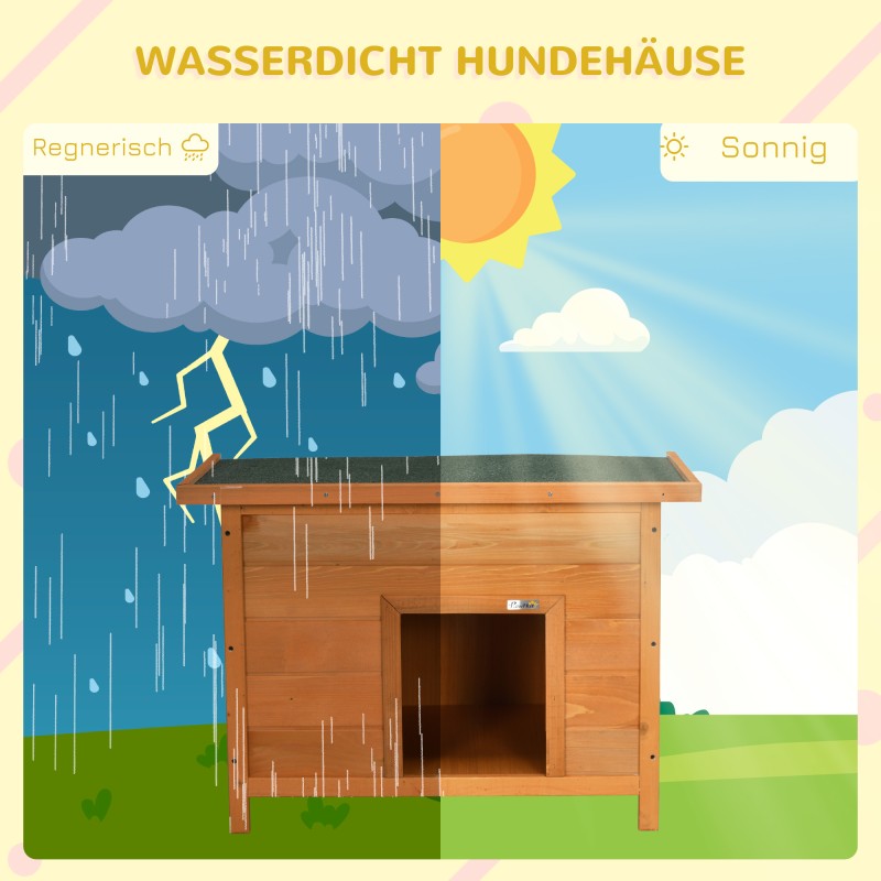 Koirankoppi ulkokäyttöön pienille koirille, kuusipuu, avattava bitumikatto, 82 x 58 x 58 cm, puunvärinen/vihreä