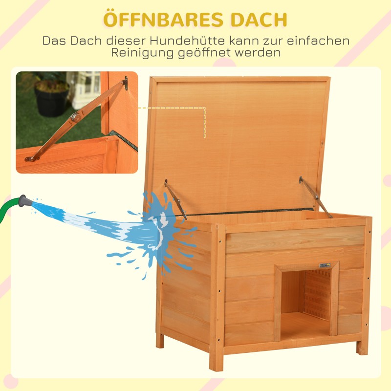Koirankoppi ulkokäyttöön pienille koirille, kuusipuu, avattava bitumikatto, 82 x 58 x 58 cm, puunvärinen/vihreä