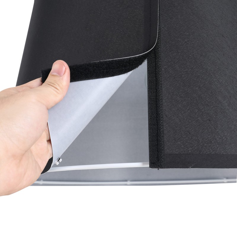 Lattiavalaisin kaareva metallirunko ja kangasvarjostin 105x47x190 cm musta