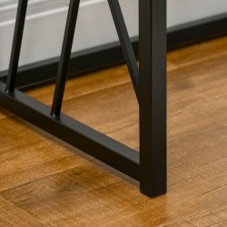 Konsolipöytä eteiseen, teollinen metallirunko ja puukansi, 120 x 35 x 75 cm, ruskea