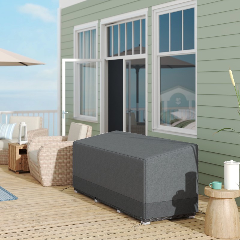 Kalustensuoja puutarhakalusteille 600D Oxford 190,5 x 72 x 63/76 cm tummanharmaa/vaaleanharmaa