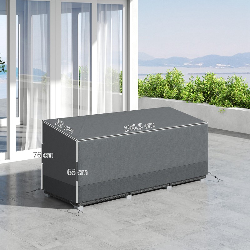 Kalustensuoja puutarhakalusteille 600D Oxford 190,5 x 72 x 63/76 cm tummanharmaa/vaaleanharmaa