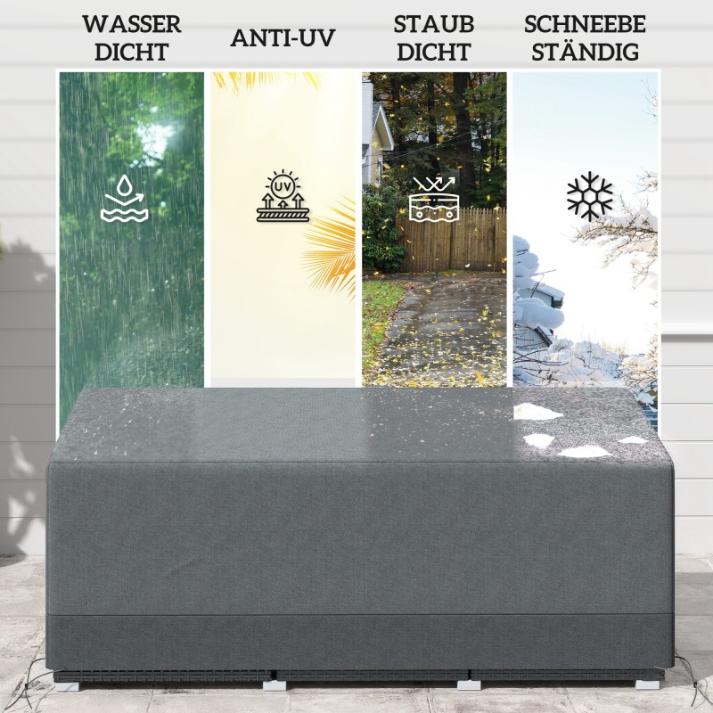 Kalustensuoja puutarhakalusteille 600D Oxford 190,5 x 72 x 63/76 cm tummanharmaa/vaaleanharmaa