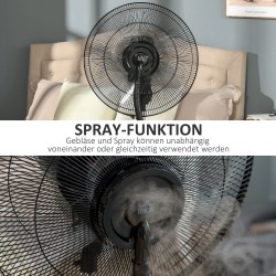 Lattiatuuletin sumutoiminnolla, LED-näyttö, ajastin, Ø 44,5 x 135 cm, musta/hopea