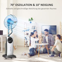 Lattiatuuletin sumutoiminnolla, LED-näyttö, ajastin, Ø 44,5 x 135 cm, musta/hopea