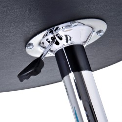 Säädettävä baaripöytä, keinonahka, kromijalka, Ø63 x 67–93 cm, musta+kromi