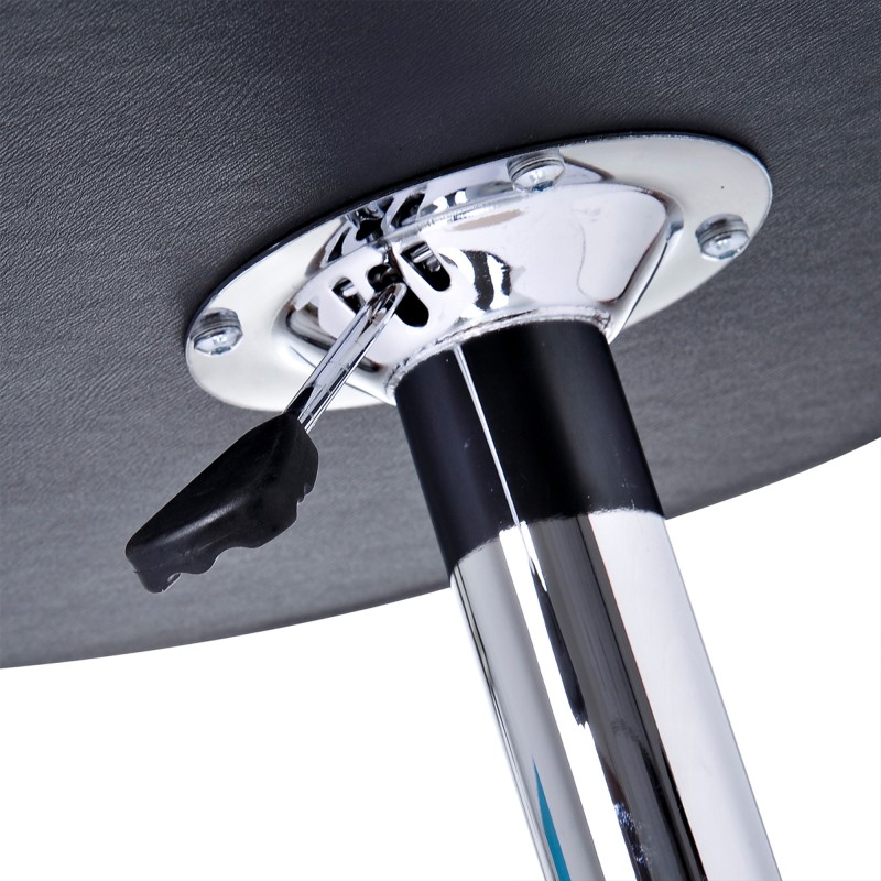 Säädettävä baaripöytä, keinonahka, kromijalka, Ø63 x 67–93 cm, musta+kromi