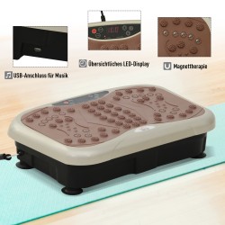 Värinäalusta kotitreeniin, 99 tasoa, LED-näyttö, USB-kaiutin, vastusnauhat ja kaukosäädin, musta/beige/ruskea