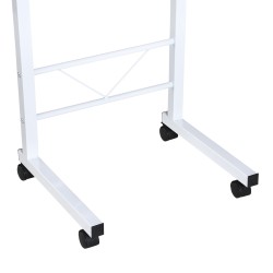 Säätökorkuinen C-mallinen sivupöytä pyörillä, lastulevy ja teräs, 60 x 40 x 68–78 cm, valkoinen vaahtera