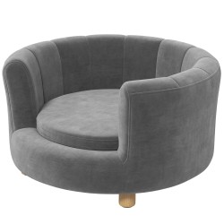 Lemmikkisohva pienelle koiralle ja kissalle korotettu koivujalat flanellipäällinen 65 x 64 cm harmaa