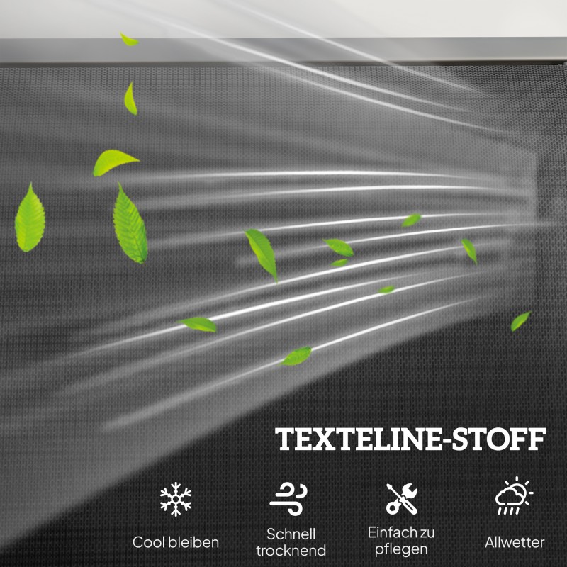 Metallinen 3 hengen puutarhakeinu keinumekanismilla, 147 x 70 x 85 cm, tummanharmaa