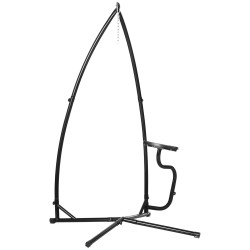 Riippuistuimen teline X muotoinen metallirunko sivutasolla 110x110x215 cm musta