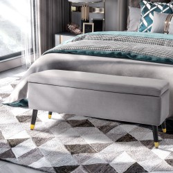 Säilytysrahi / istuinpenkki säilytystilalla, kangas, metalli ja kautsukki, 110 x 43 x 45 cm, harmaa