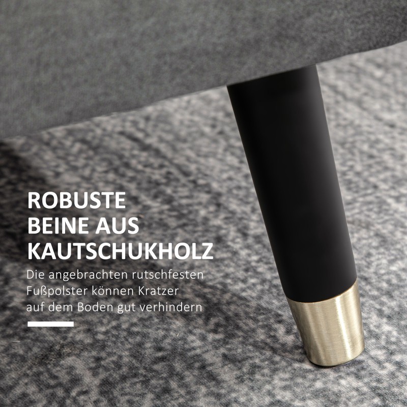 Säilytysrahi / istuinpenkki säilytystilalla, kangas, metalli ja kautsukki, 110 x 43 x 45 cm, harmaa