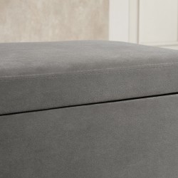 Säilytysrahi / istuinpenkki säilytystilalla, kangas, metalli ja kautsukki, 110 x 43 x 45 cm, harmaa