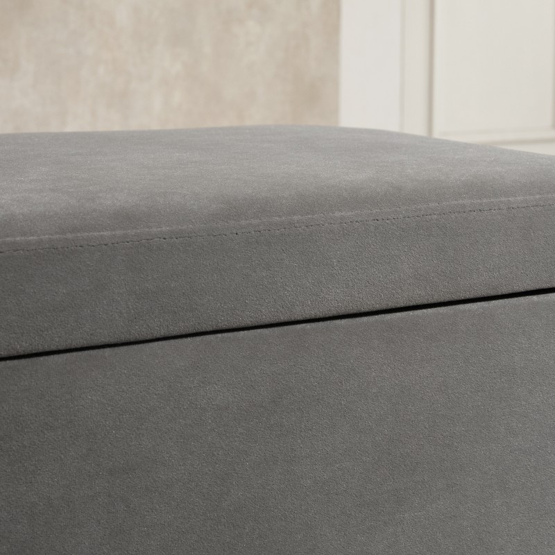 Säilytysrahi / istuinpenkki säilytystilalla, kangas, metalli ja kautsukki, 110 x 43 x 45 cm, harmaa