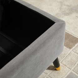 Säilytysrahi / istuinpenkki säilytystilalla, kangas, metalli ja kautsukki, 110 x 43 x 45 cm, harmaa