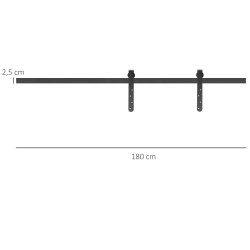 Liukuovikiskosarja kaapille hiiliterästä 180 cm, musta, täydellinen asennuspakkaus