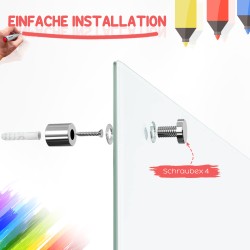 Lasinen magneettinen kirjoitustaulu 90 x 60 cm, valkoinen, kynähylly ja tarvikkeet