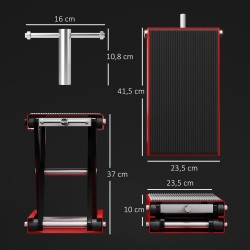 Moottoripyörän nostin saksimalli teräs 100–370 mm 500 kg punainen/musta