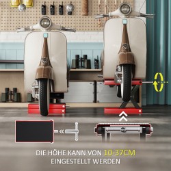 Moottoripyörän nostin saksimalli teräs 100–370 mm 500 kg punainen/musta