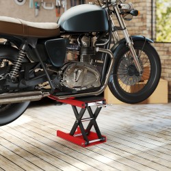 Moottoripyörän nostin saksimalli teräs 100–370 mm 500 kg punainen/musta