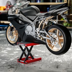 Moottoripyörän nostin saksimalli teräs 100–370 mm 500 kg punainen/musta