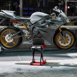 Moottoripyörän nostin saksimalli teräs 100–370 mm 500 kg punainen/musta