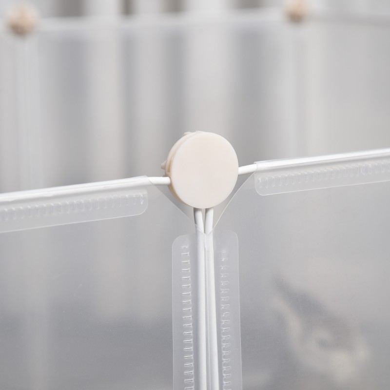 Pieneläinaitaus sisäkäyttöön, metallia ja PP-hartsia, 12 paneelia, 105 x 105 x 45 cm, valkoinen