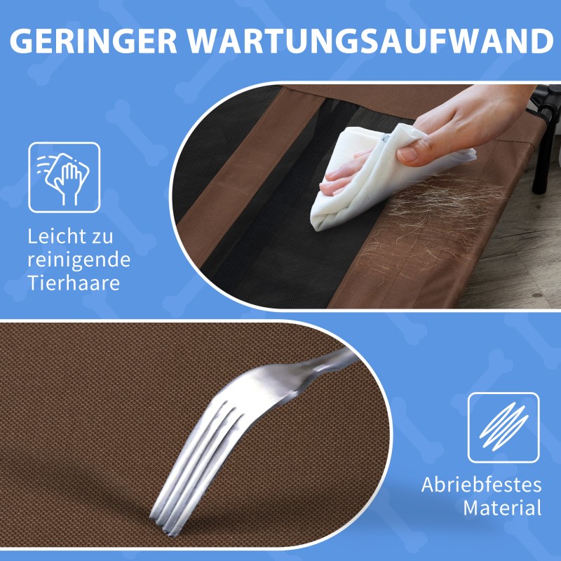 Koiransänky korotettu taitettava metallirunko 122 x 92 x 23 cm kahvinruskea/musta ulko- ja sisäkäyttöön