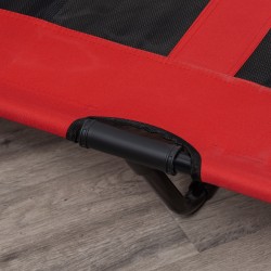 Taitettava korotettu koiranpeti ulkokäyttöön, metalli, 122 x 92 x 23 cm, punainen/musta