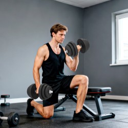 Säädettävä käsipainosetti 40 kg, 2 metallitankoa ja 12 lattiaa säästävää levypainoa, musta