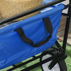 Kokoontaitettava kuljetuskärry jarruilla ja säädettävällä aisalla 68 kg tummansininen