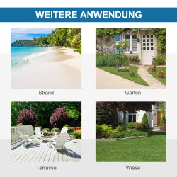 Pop up -rantateltta kahdelle, lasikuiturunko, hiekkataskut ja verkkoikkunat, sininen-harmaa